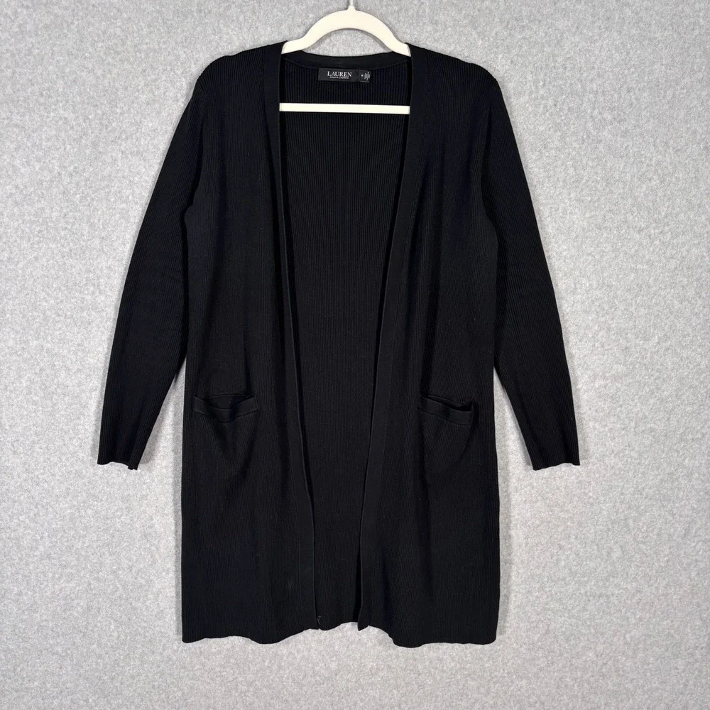 LRL Ralph Lauren Duster Cardigan Medium Ribbed‎ Cotton Modal Lounge Minimalist